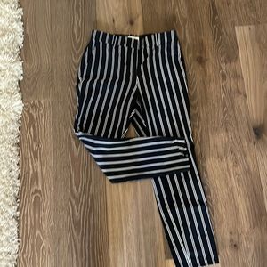 H&M navy striped slacks womens size 8 slim fit ankle length